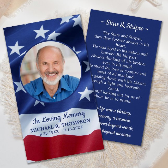 American Flag Photo Military Funeral Prayer Card (Creator Uploaded)