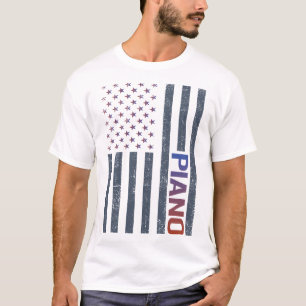 American Flag Piano Pianist T-Shirt