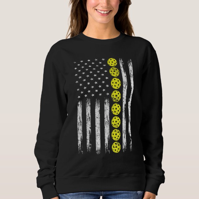 American Flag Pickleball  Pickleball Sweatshirt (Front)