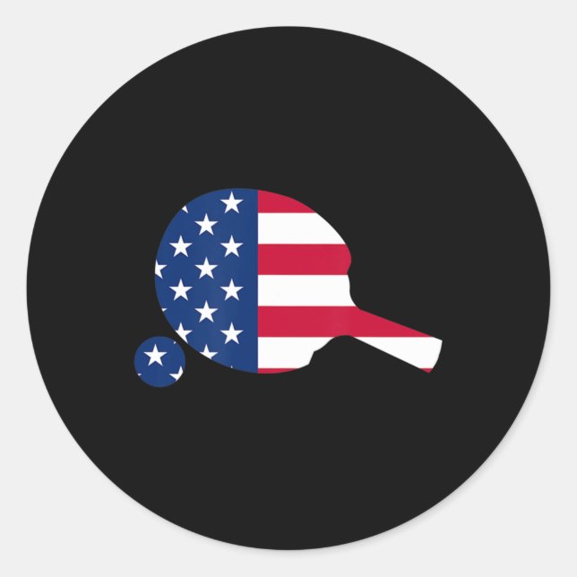 American Flag Ping Pong Table Tennis Player Equipm Classic Round Sticker (Front)