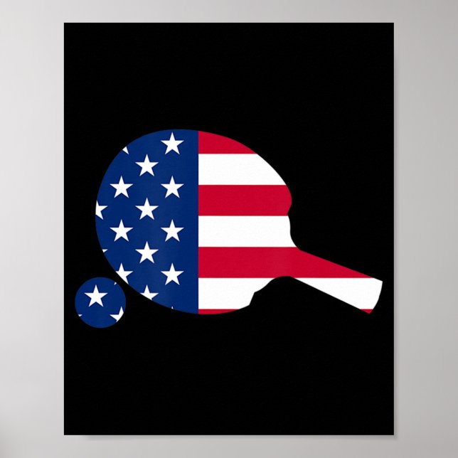 American Flag Ping Pong Table Tennis Player Equipm Poster (Front)