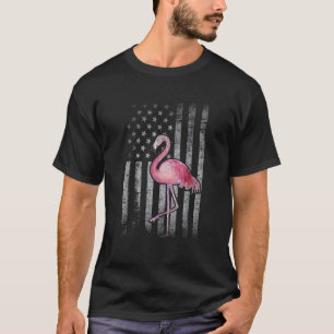 American Flag Pink Flamingo Patriotic 4th Of July  T-Shirt