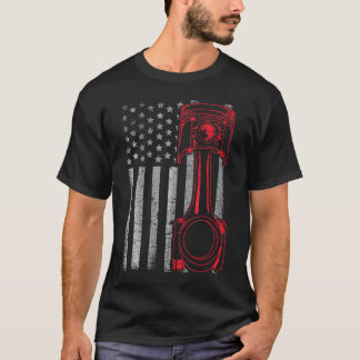 American Flag Piston Funny Muscle Car Mechanic     T-Shirt