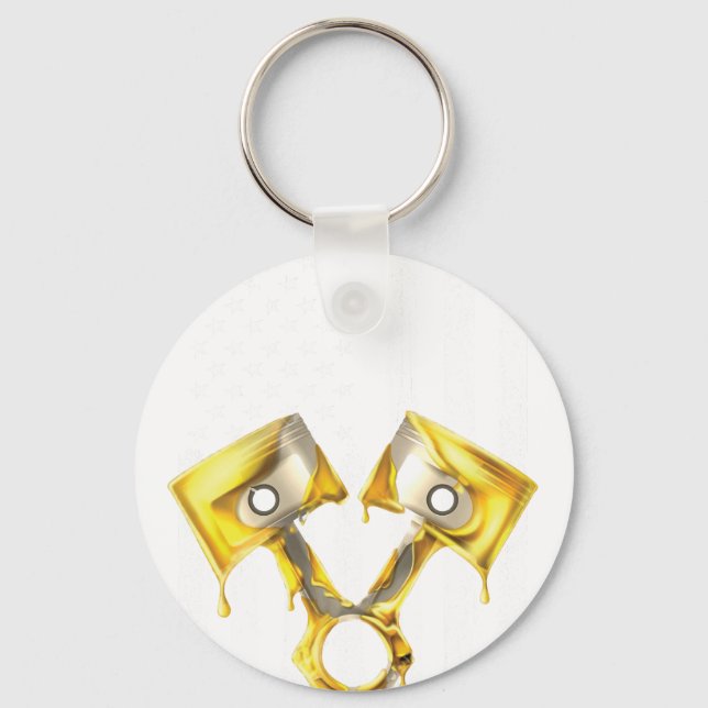 American Flag Piston Muscle Car 10 Key Ring (Front)