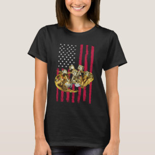 American Flag Piston Muscle Car 4 T-Shirt