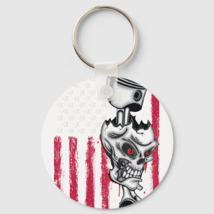 American Flag Piston Muscle Car 5 Key Ring