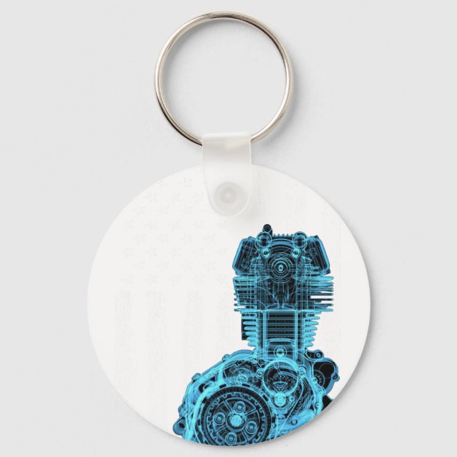 American Flag Piston Muscle Car 7 Key Ring (Front)