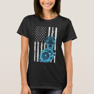 American Flag Piston Muscle Car 7 T-Shirt