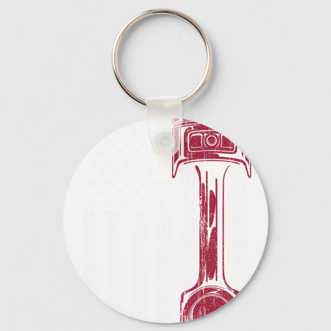 American Flag Piston Muscle Car Key Ring (Front)