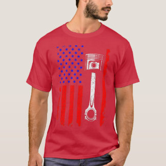 American Flag Piston Muscle Car Patriotic Vintage  T-Shirt