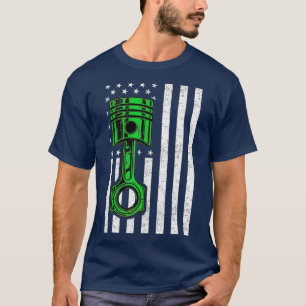 American Flag Piston Muscle Car Patriotic Vintage  T-Shirt