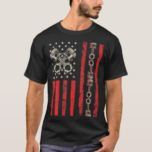 American Flag Piston Muscle for Patriotic Mechani T-Shirt