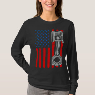 American Flag Piston Patriotic Vintage Car Patriot T-Shirt