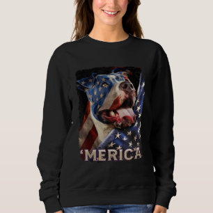 American Flag Pitbull Patriotic Dog 4th Of July Pr Sweatshirt