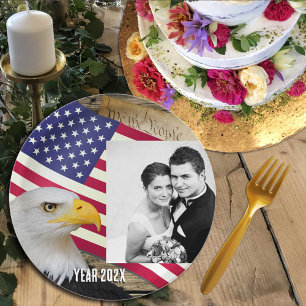American Flag plates, America Family, Photo / USA Paper Plate