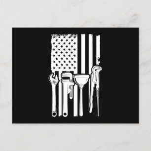 American Flag Plumbing Plumber Tools Craft Gift Postcard