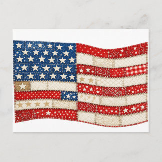 American Flag PNG | Patchwork Patriotic Design | F Holiday Postcard