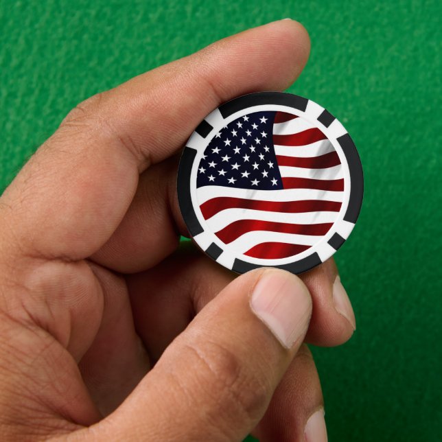 American Flag Poker Chips (Hand)