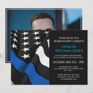 American Flag Police PHOTO Graduation Party Event Invitation