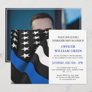 American Flag Police PHOTO Graduation Party Event Invitation