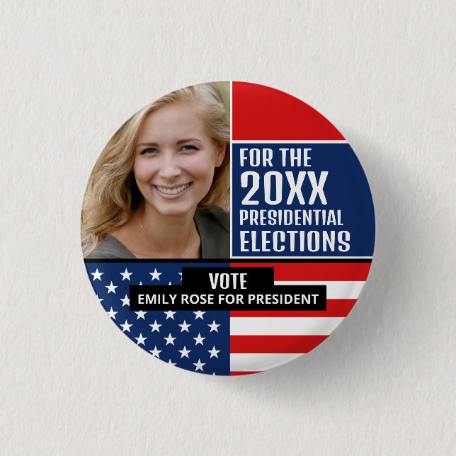 American Flag, Political Campaigner Advertising 3 Cm Round Badge (Front)