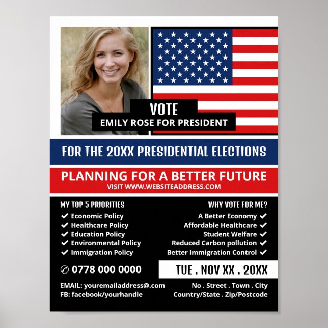 American Flag, Political Campaigner Advertising Poster (Front)