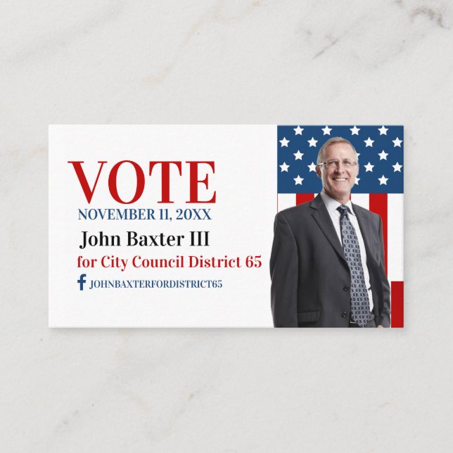 American Flag Political Office Business Card (Front)