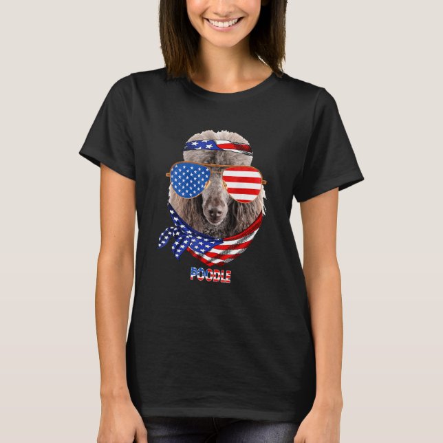 American Flag Poodle Dog T-Shirt (Front)