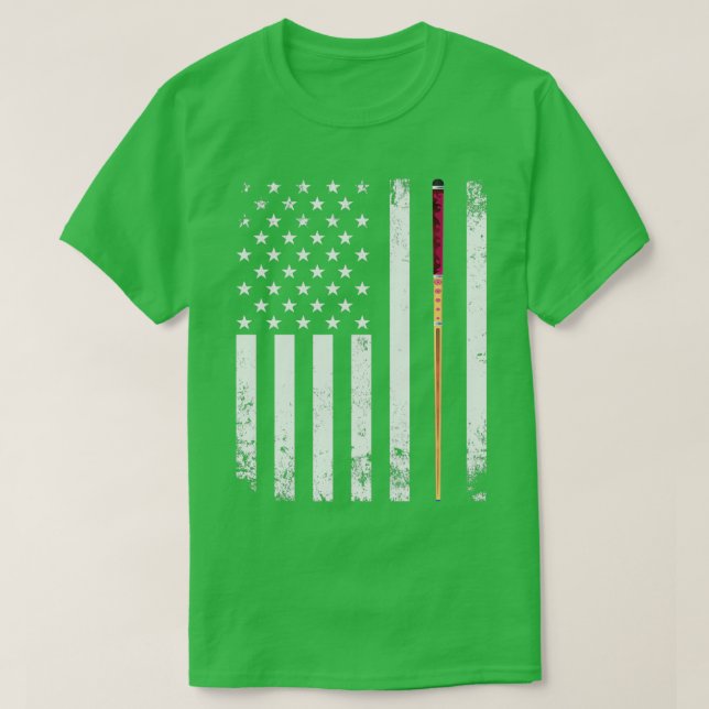 American Flag Pool Stick T-Shirt (Design Front)