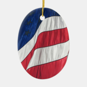 American Flag Porcelain Oval Ornament