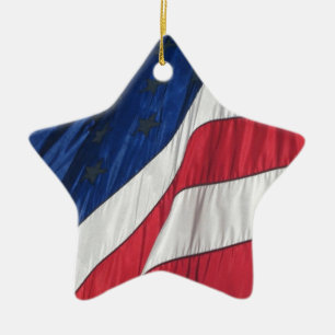 American Flag Porcelain Star Ornament