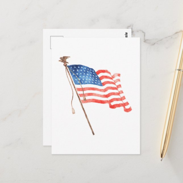 American Flag Post Card (Front/Back In Situ)