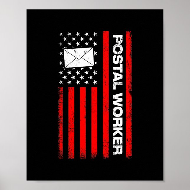 American Flag Postal Worker Patriotic Postman Poster (Front)