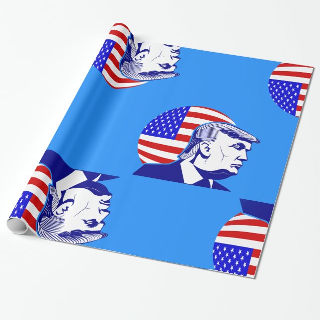 american flag president donald trump  wrapping paper (Unrolled)
