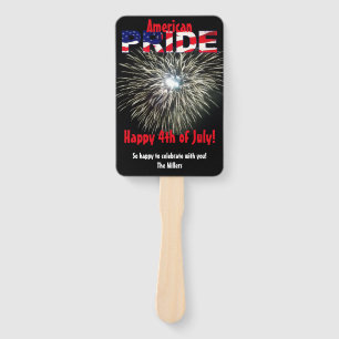 American Flag Pride Fireworks Hand Fan