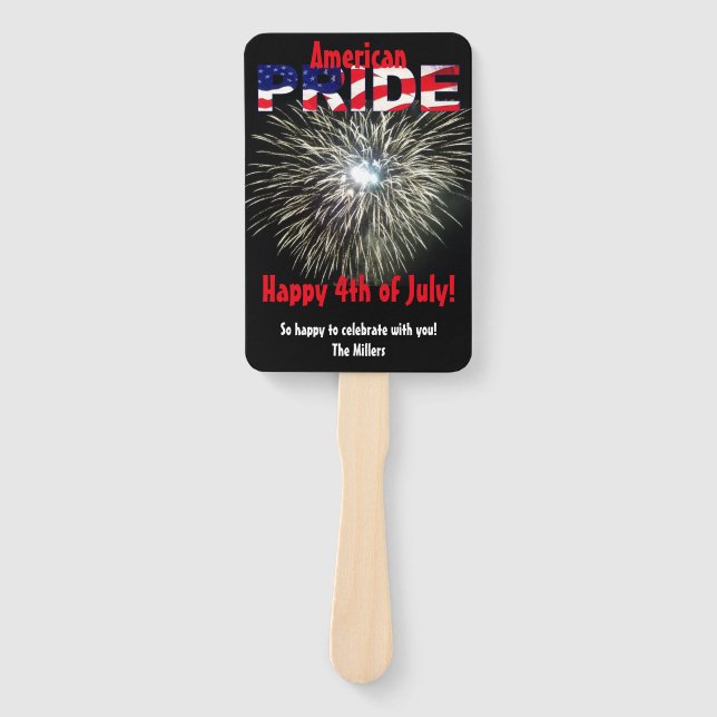 American Flag Pride Fireworks Hand Fan (Front)