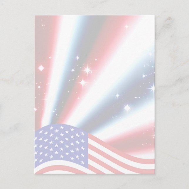 american flag pride sparkle burst postcard (Front)