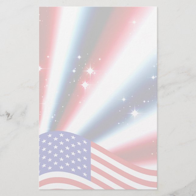 american flag pride sparkle burst stationery (Front)