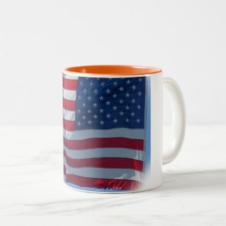 American flag printed on products Two-Tone coffee mug