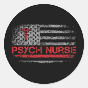 American Flag Psychiatric Nurse Rn Mental Health P Classic Round Sticker