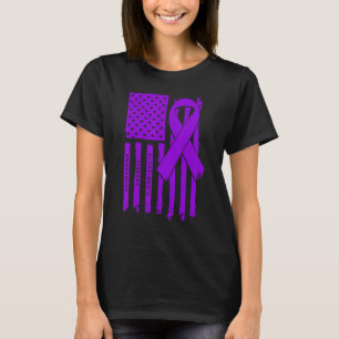 American Flag Purple Ribbon Alzheimer's Disease Aw T-Shirt