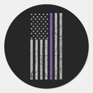 American Flag Purple Strip Memories Heimer Classic Round Sticker