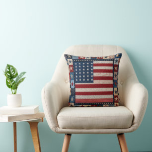 American Flag Quilt Pattern Cushion