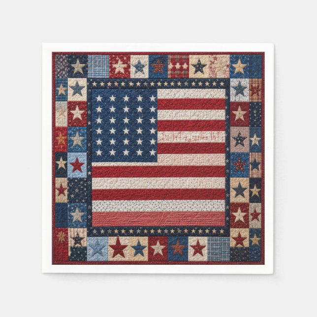 American Flag Quilt Pattern Napkin (Front)