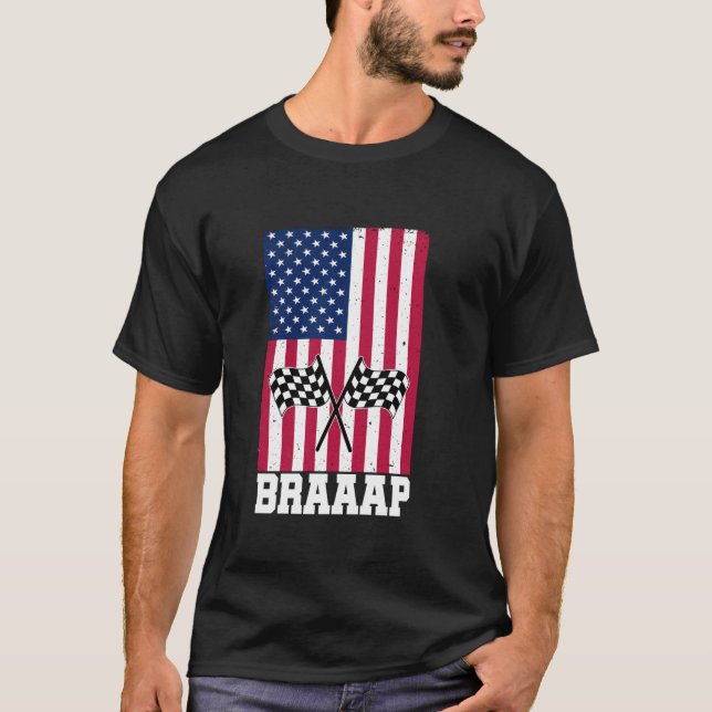American Flag Racing Race Car USA Family Matching  T-Shirt (Front)