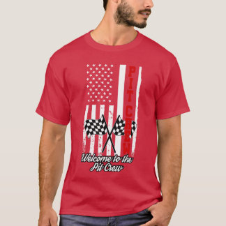 American Flag Racing Race USA Family Matching Pit  T-Shirt