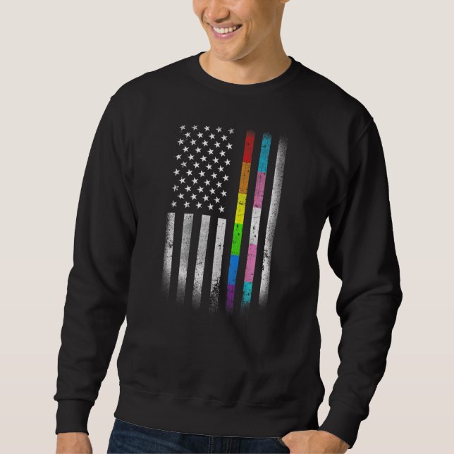 American Flag Rainbow Homosexual Rights LGBT LGBTQ Sweatshirt (Front)