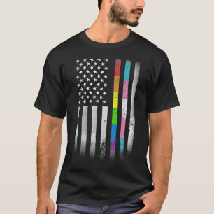 American Flag Rainbow Homosexual Rights LGBT LGBTQ T-Shirt