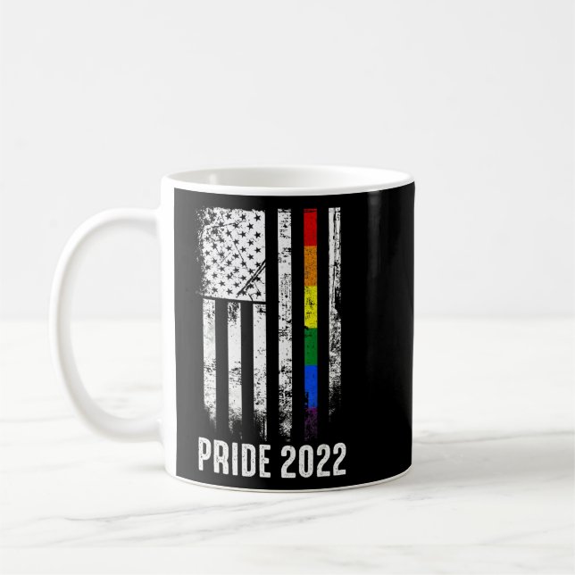 American Flag Rainbow Usa Gay Lgbtq Lgbt Pride Mon Coffee Mug (Left)