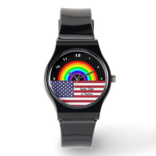American Flag Rainbow watch, love USA, LGBT pride Watch